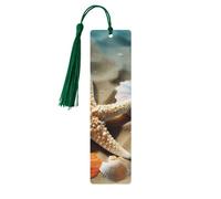 Segnalibro in legno con stella marina, corallo e conchiglia, per uomini e donne, segnalibro in legno unico fatto a mano, con nappa, per amanti dei libri, regalo per insegnanti di compleanno