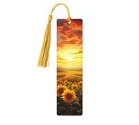 Segnalibro in legno con tramonto di un campo di girasoli da sogno, per uomini, donne, insegnanti, regalo vintage, fatto a mano, segna libri per leggere le pagine, etichette regalo da appendere