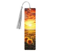 Segnalibro in legno con tramonto di un campo di girasoli da sogno, per uomini, donne, insegnanti, regalo vintage, fatto a mano, segna libri per leggere le pagine, etichette regalo da appendere