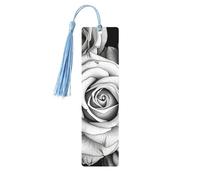 Segnalibro in legno di rosa bianco nero per uomini donne insegnanti regalo vintage fatto a mano segni di libri per leggere pagine marcatori da appendere etichette regalo ornamenti segnalibri in legno