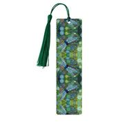 Segnalibro in legno dipinto a mano con libellula blu con nappe, per leggere libri con copertina rigida e quaderni