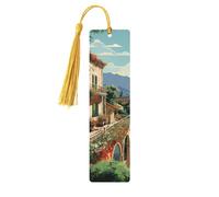 Segnalibro in legno estivo mediterraneo per uomini e donne che leggono segnalibri in legno unici fatti a mano con nappa ciondolo segnalibro artigianale per amanti dei libri regalo di compleanno