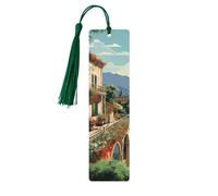Segnalibro in legno estivo mediterraneo per uomini e donne che leggono segnalibri in legno unici fatti a mano con nappa ciondolo segnalibro artigianale per amanti dei libri regalo di compleanno