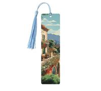 Segnalibro in legno estivo mediterraneo per uomini e donne che leggono segnalibri in legno unici fatti a mano con nappa ciondolo segnalibro artigianale per amanti dei libri regalo di compleanno