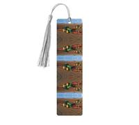 Segnalibro in legno grigio - double-face con trattore fattoria decorativa per studio, ufficio, aula, biblioteca