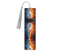 Segnalibro in legno grigio - Microfono a doppia faccia ghiaccio e fuoco stampa completa per libri con copertina rigida, diari, quaderni - ideale come regalo premuroso