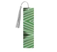 Segnalibro in legno grigio - Segnalibro double-face classico a righe verdi con nappe per libri con copertina rigida, diari, quaderni