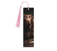 Segnalibro in legno marrone Labrador Retriever Segnalibro in legno vintage da appendere etichette segnalibri ornamenti con nappe carino segnalibro di lettura per donne uomini amanti dei libri
