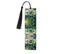 Segnalibro in legno nero - Segnalibro double-face retrò a forma di bicicletta con nappe per libri con copertina rigida, diari, quaderni