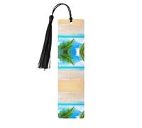 Segnalibro in legno nero - Stampa a tema tropicale con piante da spiaggia ideale per copertina rigida - accessorio perfetto per sala studio, ufficio e biblioteca