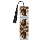 Segnalibro in legno nero - Stampa mandria di bisonte nordamericana, ideale per copertina rigida, accessorio perfetto per sala studio, ufficio e biblioteca