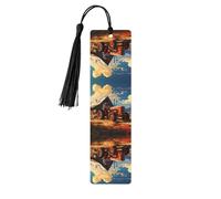 Segnalibro in legno nero - stampa trattore rosso fattoria ideale per copertina rigida - accessorio perfetto per sala studio, ufficio e biblioteca