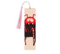 Segnalibro in legno per uomini donne personalizzato intaglio in legno segno libro con nappa ciondolo carino piccolo ragno rosso segnalibro per gli amanti del libro regalo di compleanno studenti