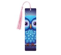 Segnalibro in legno per uomini donne personalizzato intaglio in legno segno libro con nappa ciondolo gufo blu segnalibro per gli amanti del libro regalo di compleanno studenti insegnanti regalo