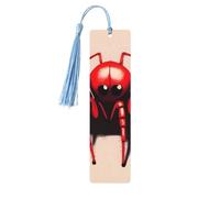 Segnalibro in legno per uomini donne personalizzato intaglio in legno segno libro con nappa ciondolo carino piccolo ragno rosso segnalibro per gli amanti del libro regalo di compleanno studenti