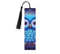 Segnalibro in legno per uomini donne personalizzato intaglio in legno segno libro con nappa ciondolo gufo blu segnalibro per gli amanti del libro regalo di compleanno studenti insegnanti regalo