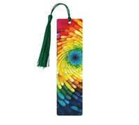 Segnalibro in legno per uomini e donne arcobaleno vortice segnalibri in legno unici fatti a mano con nappa ciondolo segnalibro artigianale per amanti dei libri regalo di compleanno insegnanti