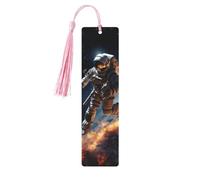 Segnalibro in legno per uomini e donne astronauta che vola nello spazio Segnalibri in legno unici fatti a mano con nappa ciondolo segnalibro per amanti dei libri, regalo di compleanno per insegnanti