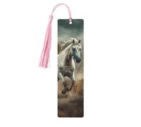 Segnalibro in legno per uomini e donne, cavallo che corre nel campo, segnalibri in legno unici fatti a mano con ciondolo a nappa, segnalibro artigianale per amanti dei libri, regalo di compleanno per