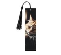 Segnalibro in legno per uomini e donne che fanno un pisolino con gattino, segnalibri unici fatti a mano con nappa ciondolo in legno segnalibro per insegnanti regalo di compleanno