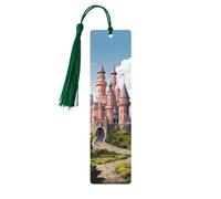 Segnalibro in legno per uomini e donne con castello delle fiabe Segnalibri in legno unici fatti a mano con nappa ciondolo segnalibro artigianale per amanti dei libri, regalo di compleanno per