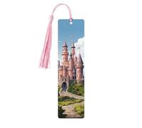 Segnalibro in legno per uomini e donne con castello delle fiabe Segnalibri in legno unici fatti a mano con nappa ciondolo segnalibro artigianale per amanti dei libri, regalo di compleanno per