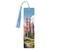 Segnalibro in legno per uomini e donne con castello delle fiabe Segnalibri in legno unici fatti a mano con nappa ciondolo segnalibro artigianale per amanti dei libri, regalo di compleanno per