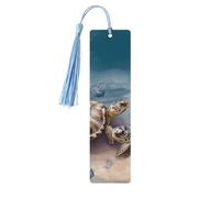 Segnalibro in legno per uomini e donne, con due tartarughe e conchiglie, segnalibri in legno unici fatti a mano con nappa, per amanti dei libri, regalo per insegnanti di compleanno