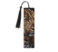 Segnalibro in legno per uomini e donne con immagine leopardata marrone Segnalibri in legno unici fatti a mano con nappa ciondolo segnalibro artigianale per amanti dei libri regalo di compleanno