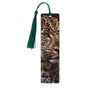 Segnalibro in legno per uomini e donne con immagine leopardata marrone Segnalibri in legno unici fatti a mano con nappa ciondolo segnalibro artigianale per amanti dei libri regalo di compleanno
