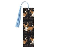 Segnalibro in legno per uomini e donne Corgi che ama la musica, segnalibri in legno unici fatti a mano con nappa ciondolo segnalibro per amanti dei libri, regalo di compleanno per insegnanti