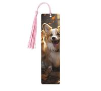 Segnalibro in legno per uomini e donne, due corgis segnalibri in legno unici fatti a mano con nappa ciondolo segnalibro artigianale per amanti dei libri regalo di compleanno insegnanti