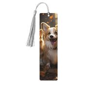 Segnalibro in legno per uomini e donne, due corgis segnalibri in legno unici fatti a mano con nappa ciondolo segnalibro artigianale per amanti dei libri regalo di compleanno insegnanti