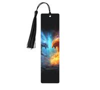 Segnalibro in legno per uomini e donne Fire vs ice Art Segnalibri in legno unici fatti a mano con nappa ciondolo segnalibro artigianale per amanti dei libri regalo di compleanno insegnanti