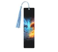 Segnalibro in legno per uomini e donne Fire vs ice Art Segnalibri in legno unici fatti a mano con nappa ciondolo segnalibro artigianale per amanti dei libri regalo di compleanno insegnanti
