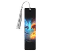Segnalibro in legno per uomini e donne Fire vs ice Art Segnalibri in legno unici fatti a mano con nappa ciondolo segnalibro artigianale per amanti dei libri regalo di compleanno insegnanti