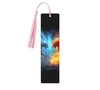 Segnalibro in legno per uomini e donne Fire vs ice Art Segnalibri in legno unici fatti a mano con nappa ciondolo segnalibro artigianale per amanti dei libri regalo di compleanno insegnanti