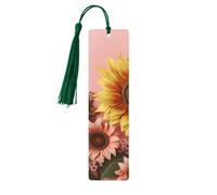 Segnalibro in legno per uomini e donne grande girasole su sfondo rosa Segnalibri in legno unici fatti a mano con nappa ciondolo segnalibro artigianale per amanti dei libri regalo di compleanno