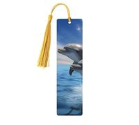 Segnalibro in legno per uomini e donne novità bavaglio segnalibro per gli amanti dei libri unico segna libro fatto a mano con nappa ciondolo artigianale due delfini segna libri accessori