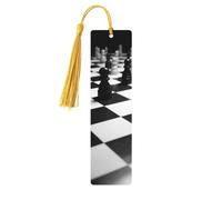 Segnalibro in legno per uomini e donne novità bavaglio segnalibro per gli amanti dei libri unico segna libro fatto a mano con nappa ciondolo artigianale nero bianco scacchi scacchiera segna libri