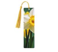 Segnalibro in legno per uomini e donne novità bavaglio segnalibro per gli amanti dei libri unico segna libro fatto a mano con nappa ciondolo artigianale narciso fiore segni di libri accessori