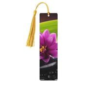 Segnalibro in legno per uomini e donne personalizzato intagliato in legno con ciondolo a nappa fiore viola con pietra nera segnalibro per amanti dei libri regalo di compleanno studenti insegnanti