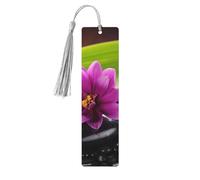 Segnalibro in legno per uomini e donne personalizzato intagliato in legno con ciondolo a nappa fiore viola con pietra nera segnalibro per amanti dei libri regalo di compleanno studenti insegnanti