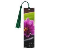 Segnalibro in legno per uomini e donne personalizzato intagliato in legno con ciondolo a nappa fiore viola con pietra nera segnalibro per amanti dei libri regalo di compleanno studenti insegnanti