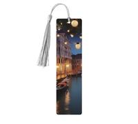 Segnalibro in legno per uomini e donne personalizzato intaglio in legno con ciondolo a nappa bellissimo segnalibro Venezia di notte per gli amanti dei libri regalo di compleanno studenti insegnanti
