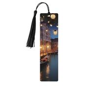 Segnalibro in legno per uomini e donne personalizzato intaglio in legno con ciondolo a nappa bellissimo segnalibro Venezia di notte per gli amanti dei libri regalo di compleanno studenti insegnanti