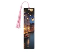 Segnalibro in legno per uomini e donne personalizzato intaglio in legno con ciondolo a nappa bellissimo segnalibro Venezia di notte per gli amanti dei libri regalo di compleanno studenti insegnanti