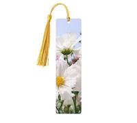 Segnalibro in legno per uomini e donne personalizzato intaglio in legno con ciondolo a nappa fiori rosa e bianchi segnalibro per amanti dei libri regalo di compleanno studenti insegnanti regalo