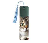 Segnalibro in legno per uomini e donne personalizzato intaglio in legno con ciondolo a nappa Un curioso segnalibro a gatto per gli amanti dei libri regalo di compleanno studenti insegnanti regalo