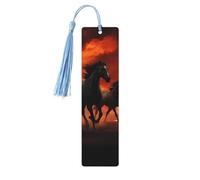 Segnalibro in legno per uomini e donne personalizzato intaglio in legno con nappa ciondolo cavalli nuvole rosse incandescenti segnalibro per gli amanti dei libri regalo di compleanno studenti